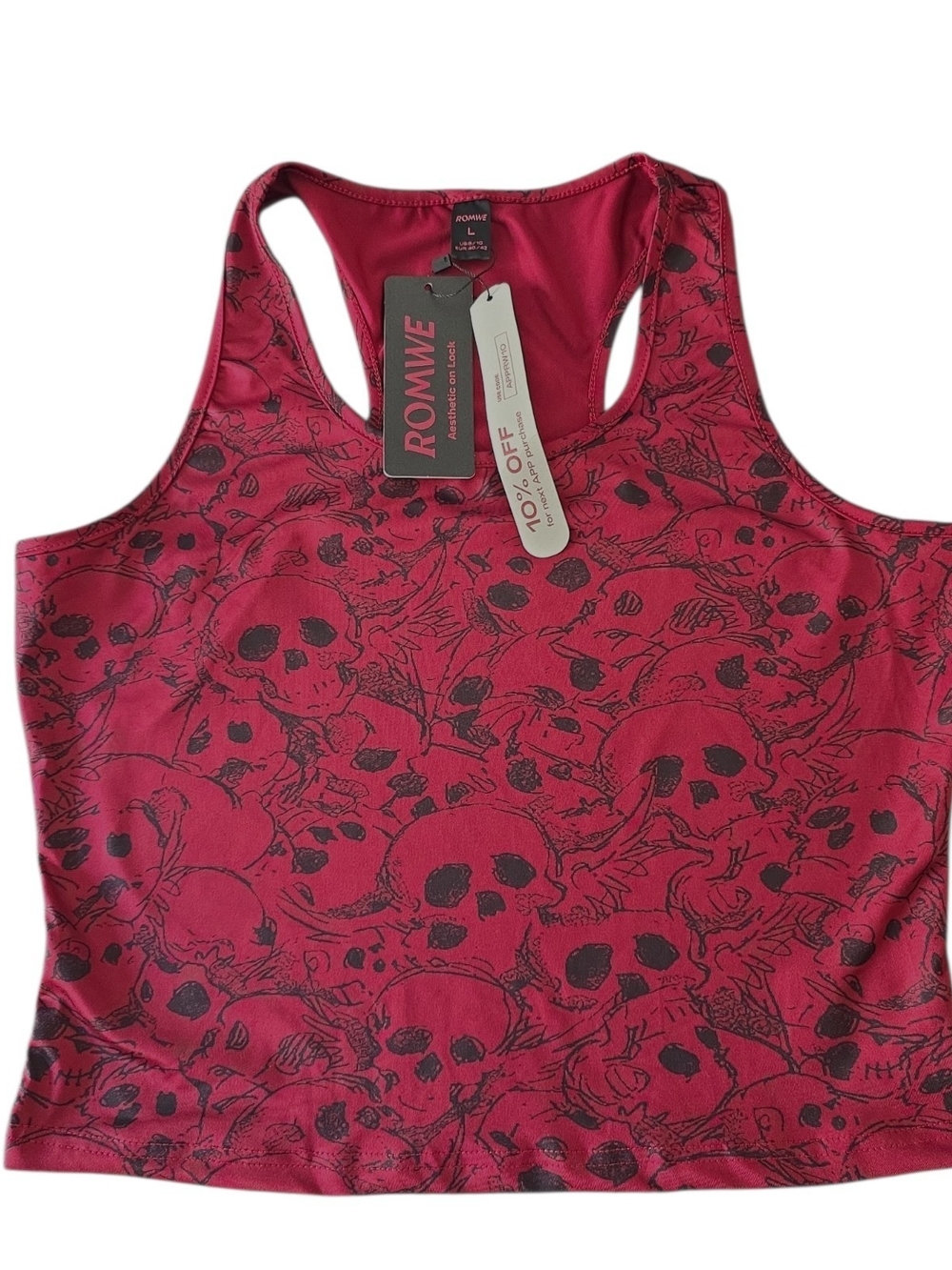 ROMWE Skull Print Racerback Crop Tank – NWT Large
